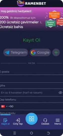 Ramen Bet APK arayüzü
